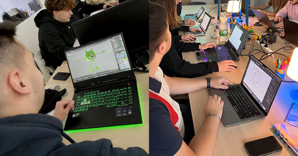 Étudiants en formation bachelor Création numérique et web design